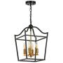 Riomasee 4 Lights Lantern Chandelier Black Farmhouse Chandelier Foyer Pendant Light fixtures for Entryway,Hallway,Dining,Living Room