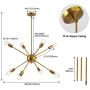 Mid Century Modern Sputnik Chandeliers 8 Light Gold Bronze Industrial Ceiling Light Fixture Electroplated Pendant Lighting for Dining Room Kitchen Island Living Room Bedroom Coffee Shop