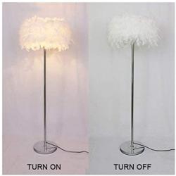 HGDD Feather Floor Lamp Modern Romantic Feather Standing Floor Lamp Bedside Reading Floor Lamp for Living Room Bedroom E27 (White, Pink, Purple) Chandeliers (Color : White)