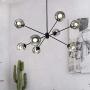 BOKT Mid Century Modern Chandelier 6 Lights Magic Bean Molecular Chandelier Globe Chandeliers Light Fixture for Living Room Restaurant Kitchen Island E26 Base (Smoke Grey, 8 Lights)