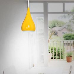 Art Deco Pendant Light E26/27 Base Pendant Light Shade Lamp Fixture Modern Ceiling Hanging Light Dining Room Light Black Metal Pendant Lamp Shades (60W, Lemon Yellow)