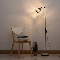 Floor Lamps with Unique Cut-Out Shade Simple Standing Light Rustic Standing Reading Lamps for Living Room Bedroom Office Farmhouse