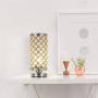 Crystal Table Lamps Set of 2, Modern Elegant Decorative Small Desk Light with Crystal Beads Hollowed Out Metal Lampshade and Base for Bedroom Living Room Kids Room