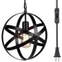 Pendant Light, Tomshine Plug in Hanging Light,Rustic Metal Chandelier Light Fixture for Kitchen Dining Room Farmhouse Pendant Light, Tomshine Plug in Hanging Light,Rustic Metal Chandelier Light Fixture for Kitchen Dining Room Farmhouse