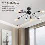 PUMING Sputnik Chandeliers 8 Lights Industrial Ceiling Light Fixture Flush Mount Ceiling Lamps for Kitchen Bedroom Dining Room Hallway, Black