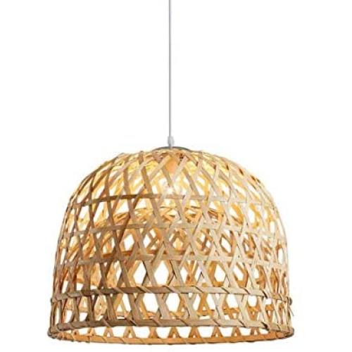 SkyTalent Woven Bamboo Pendant Light, Natural Simple Hand Weaved Pendant Light, Creative Farmhouse Hanging lamp Rattan Chandelier Pendant Ligh for Dining Room Bedroom