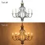 Lampundit 6-Light Farmhouse Chandelier for Dining Room Kitchen Island Lighting Hanging Fixture, 27.5 inches Diameter, Oil Black & Gray Finish
