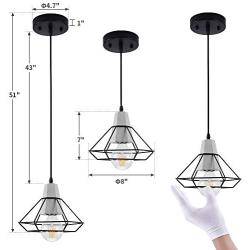 LBTSMUK Black Cage Pendant Lighting with Metal Shade Modern Concrete Ceiling Hanging Light for Kitchen Island Cafe Loft Counter Dining Room Bar Spiral Staircase