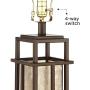 Matthew Modern Rustic Table Lamp with Nightlight LED Caged Brown Metal Oatmeal Fabric Drum Shade for Living Room Bedroom Bedside Nightstand Office Family - Franklin Iron Works