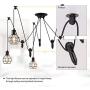 Industrial Pendant Lighting 5 Heads, Adjustable DIY Vintage Style Spider Semi Flush Mount Ceiling Light,Edison Rustic Chandelier,Hanging Lamp Fixture for Dining Room,Kitchen Bedroom,Farmhouse