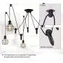 Industrial Pendant Lighting 5 Heads, Adjustable DIY Vintage Style Spider Semi Flush Mount Ceiling Light,Edison Rustic Chandelier,Hanging Lamp Fixture for Dining Room,Kitchen Bedroom,Farmhouse