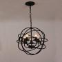 5 Lights Chandelier Rustic Metal Orb Globe Hanging Lamp Spherical Metal Pendant Light Vintage Round Ball Cage Ceiling Fixture Light for Kitchen Island Dining Room Farmhouse Foyer USA Stock