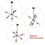JHLBYL Sputnik Chandelier 6 Lights Black Mid Century Pendant Lighting Vintage Industrial Ceiling Light for Kitchen Dining Room Living Room