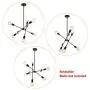 JHLBYL Sputnik Chandelier 6 Lights Black Mid Century Pendant Lighting Vintage Industrial Ceiling Light for Kitchen Dining Room Living Room