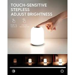 AUKEY Bedside Table Lamp, Night Light for Bedrooms with Rechargeable Internal Battery Dimmable 3000K-6500K Warm White Light & Color Changing RGB