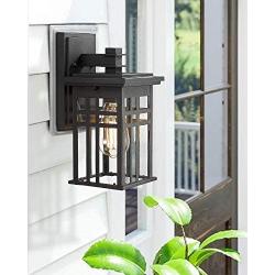 Zeyu 2 Pack Outdoor Wall Sconce, Exterior Wall Mount Light in Black Finish with Clear Glass Shade, 20068B1-2PK