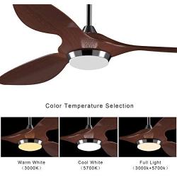 reiga 52-in Ceiling Fan with LED Light Kit Remote Control Modern Blades Noiseless Reversible Motor，6-speed, 3 color Temperature Switch (hand-painted)