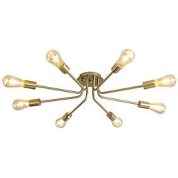 LIGOTFIRE Modern Sputnik Celing Chandeliers Lighting Fixture 8 Light Brushed Brass for Dining Room Chandelier Hanging Contemporary Ceiling Light Fixture