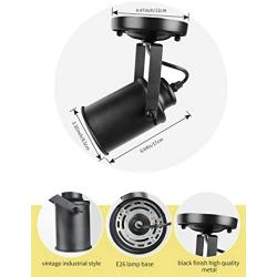 Industrial Track Lighting Ceiling Spotlight, Matt Black Vintage Wall Mount Lights, Rotate Head, E26 Base Bulb not Included