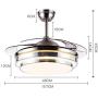 YEELED Light 42'' Remote Control Retractable Reversible Ceiling Fans with 3 Changing Light and 6-Gear Fan Speed Invisible Ceiling Fan Chandelier for Indoor Living Room Bedroom Dining Room Ceiling Light Kits with Fans (Silver-05)