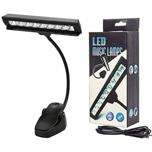 HONGYU Clip On Reading Book Lights, 9 LED USB/Battery Music Stand Lamp, 2 Brightness Level Piano Light Adjustable Neck for Desk, Table, Computer,Bedroom, Bed Headboard