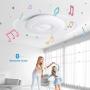 OFFDARKS Smart Ceiling Light Flush Mount Ceiling Light Fixture Support WiFi/Alexa/Google Home 12inch 36W(3000LM) with Bluetooth Speaker Music for Living Room Bedroom Remote APP Control