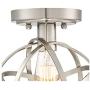 Industrial Atom Ceiling Light Semi Flush Mount Fixture LED Antique Edison Bulb Brushed Nickel 8'' Wide Open Cage for Bedroom Kitchen Living Room Hallway Bathroom - Franklin Iron Works