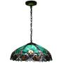 LITFAD LED Pendant Lighting 4 Light Dome Pendant Light Tiffany Victorian Stained Glass Drop Light Ceiling Hanging Light for Restaurant Living Room Bedroom Hotel - Blue