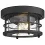 Emliviar 2-Light Round Ceiling Light Fixture, Farmhouse Flush Mount Ceiling Light 11 Inch, Black Finish, WE2085F BK
