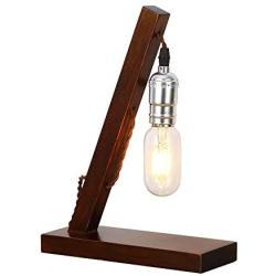 INJUICY Vintage Wooden Table Lamps, Wood & Metal Desk Lamp Base for Bedside, Bedroom Living, Dining Room, Cafe Bar, Hallway Decor