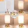 DEEPLITE Touch Control Table Lamp, 3 Way Dimmable Lamps with USB Ports and Outlets, Gold Modern Lamps for Bedrooms Living Room End/Side Table Bedside Nightstand, 6W LED Bulb Included (Set of 2)