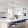 KSANA Gold Pendant Lighting for Kitchen Island, Hanging Brass Light Fixtures with Seeded Glass for Dining Room, Foyer