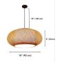 LITFAD Antique Lantern Pendant Lighting Rattan Single Light Weaving Natural Wooden Ceiling Hanging Light Beige Ceiling Fixture with Adjustable Cord for Dining Room Living Room Restaurant - 16''