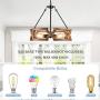 Bribyit Farmhouse Wood Drum Chandeliers for Dining Rooms Hand-Painted Antique Finish, Antique Wood and Metal Chandelier Ceiling Pendant Light 4 Candle Holder Lights