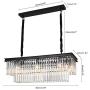 Lingkai Modern Crystal Chandelier Rectangular K9 Clear Crystal Pendant Light Black Ceiling Light Fixture Island 8-Light Hanging Lamp for Dining Room Living Room Kitchen