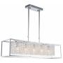 SILJOY Modern Rectangle Crystal Chandeliers Rectangular Pendant Ceiling Light Fixture for Dining Room Kitchen Island L35” x W 8”x H 8”
