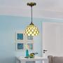 LITFAD Jeweled Pendant Lighting Tiffany Style Glass Drop Ceiling Lighting Art Decoration Ceiling Hanging Light for Dining Room Restaurant Coffee Shop Bar- 7.5''(19 cm)