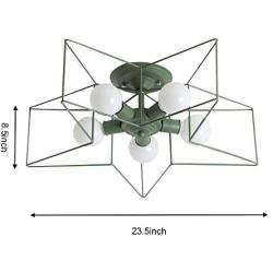 KWOKING Lighting 5 Lights Creative Flush Mount Ceiling Light Minimalist Industrial Star Ceiling Light Fixture Modern Decoration for Children Room, Hallway,Living Room Green