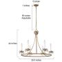 LOG BARN Large Gold Chandelier, Round Chandelier with Crystal Pendants for Dining Room, Kitchen Island, 29.5” Dia