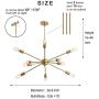 KDG Chandeliers 10 Lights Modern Sputnik Chandeliers Mid Century Pendant Lighting Gold Brass Ceiling Light Fixture for Kitchen Dining Room Living Room (Gold)
