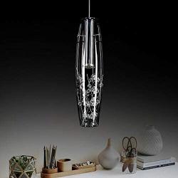 Modern Chrome Crystal Ceiling Pendant Light LED Adjustable Hanging Linear Pendant Light for Bar, Dining Room, Kitchen