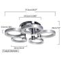 TFCFL Crystal Pendant Ceiling Light Fixture Flush Mount Crystal Ceiling Light Flush Mounted Chandelier 5 Rings LED Integrated Lamp for Dining Room Living Room Bedroom