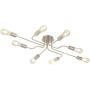 VINLUZ 8 Light Brushed Nickel Sputnik Semi Flush Mount Ceiling Light Modern Metal Art Chandelier Lighting for Living Room Dining Room Kitchen Hallway Cafe Bar