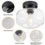 Semi Flush Mount Ceiling Light, Matte Black Ceiling Light Fixture with Seeded Glass for Entryway, Hallway, Dining Room, Cafe, Bar, Corridor, Passway