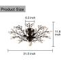 SEOL-LIGHT Vintage Large Crystal Branches Chandeliers Black Ceiling Light Flush Mounted Fixture with 5 Light 200W 31.5''Dia