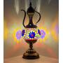 Marrakech Stunning Handmade Turkish Moroccan Mosaic Table Lamp Stained Glass Teapot Lamp Bedside Lamp Light for Living Room with Bronze Base (7)