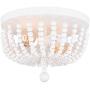 Alice House 14.1'' Flush Mount Ceiling Light, 2 Lights Wood Beaded Chandelier, White Farmhouse Ceiling Light for Entryway, Hallway, Bedroom and Stairway AL9031-S2