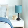 Bedside Table Lamp Set of 2, Small Nightstand Lamp with Blue Linen Lampshade，Black Desk Lamps for Bedroom, Living Room, Dorm Room, Office