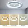 TFCFL Modern Ceiling Fan with Light, 23.5'' Semi Flush Mount Ceiling Fan with Remote Control 3 Speeds Hidden Blades Low Profile for Bedroom Dining Room (White & Gray)