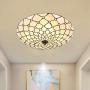 Tiffany Ceiling Light Chandelier Stained Glass Lamp Handmade Flush Mount Fixture Vintage Lighting for Bedroom, Dining Room E26 Bulbs (Lattice)